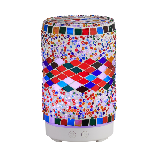 馬賽克玻璃香薰機融蠟器7彩LED小夜燈新款調色香薰燈無煙無火香薰